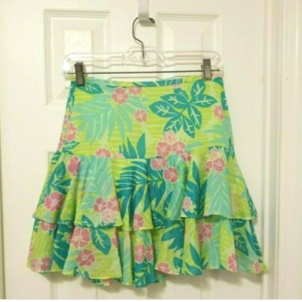 Lilly Pulitzer Cuddy Resort Floral Tropical Tiered Mini Skirt